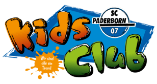 Logo des SCP07 Kids Clubs. Das Logo besteht aus einem blauen Viereck im Hintergrund, einem oragenen Kids-Schriftzug, einem grünen Club-Schriftzug sowie dem SCP07-Logo.